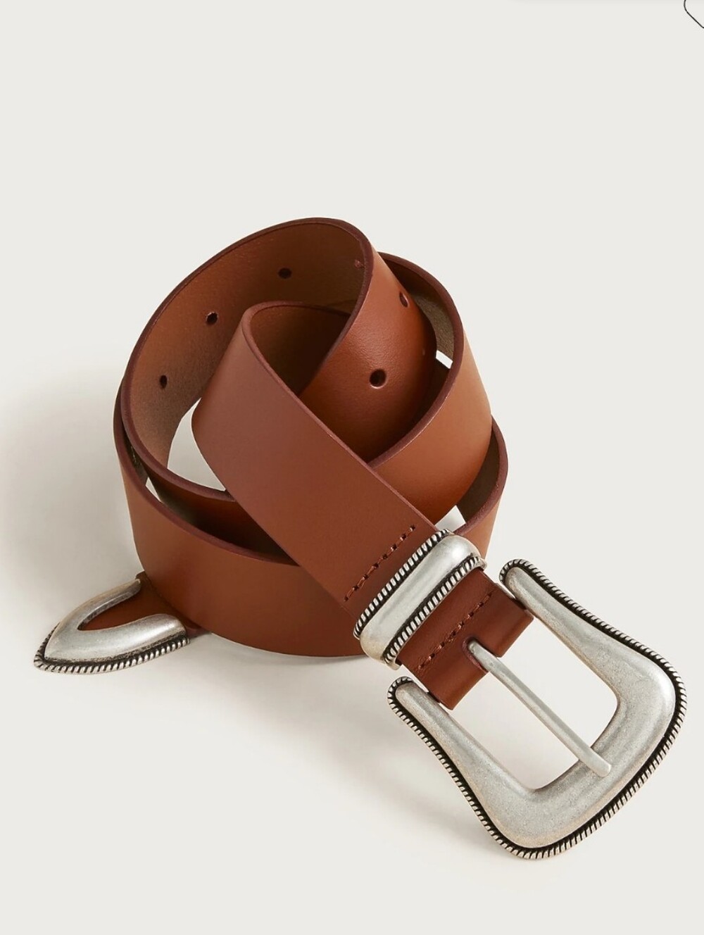 J. Crew Western Buckle Belt in Italian Leather - brown - Picture 1 of 9